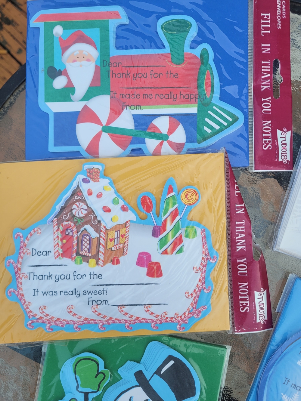 Holiday Train & Gingerbread Thank You Note Set - Colorful Christmas Cards